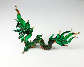 Sea Serpent Blown Glass figurine Dragon Decor Rainbow Leviathan Handmade Colorful Dragon Figurine Serpent Squid Snake Animal Figurine