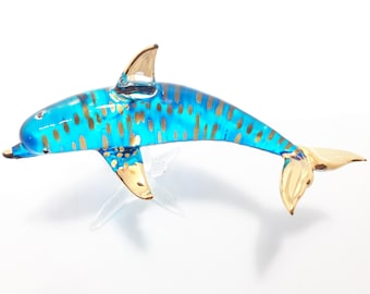 Handmade Dolphin Glass Figurine – Ocean Decor, Miniature Statue