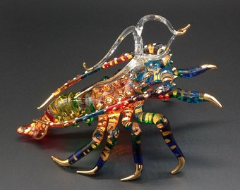 Giant Lobster glass blown figurine , colorful lobster