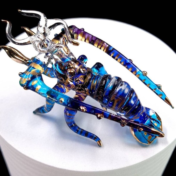 Handmade Lobster glass blown figurine - Tiny Lobster / Crayfish / Prawn / Shrimp / Aquatic