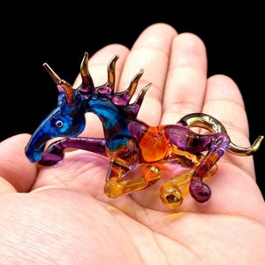 Tiny Horse glass blown figurine , rainbow horse