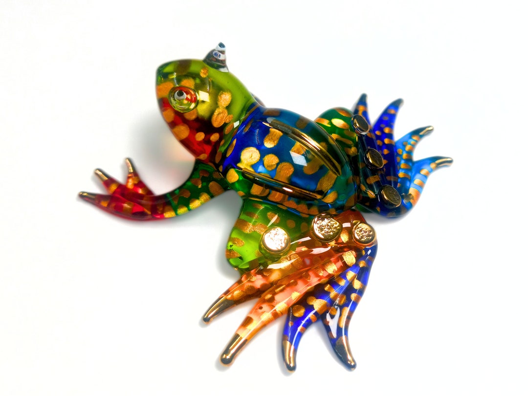 Handmade Frog Glass Blown Figurine Tiny Frog, Garden Decoration