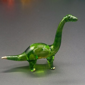 Handmade Dinosaur Glass blown figurine - Tiny Brontosaurus statue