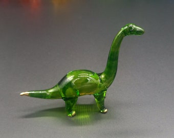 Handmade Dinosaur Glass blown figurine - Tiny Brontosaurus statue