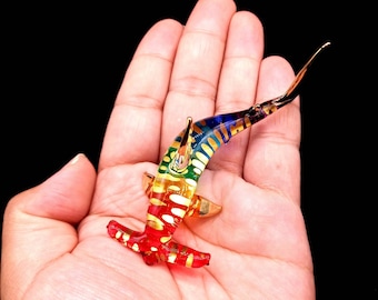 Hand Blown Glass Hammerhead Shark Figurine | Rainbow Colorful Miniature | Handmade Ocean Collectible