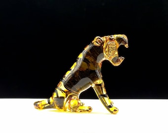 【美品】ムラーノガラス　彫刻　置物　インテリア　工芸品　美術品　A2967 ガラスの虎の置物、コレクター向けガラスの虎、ムラーノ品質のギフトを
