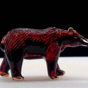 Handmade Brown Bear glass blown figurine - Tiny bear glass statue/Tiny brown bear glass figurine/mini bear miniature/cute tiny gift decorate