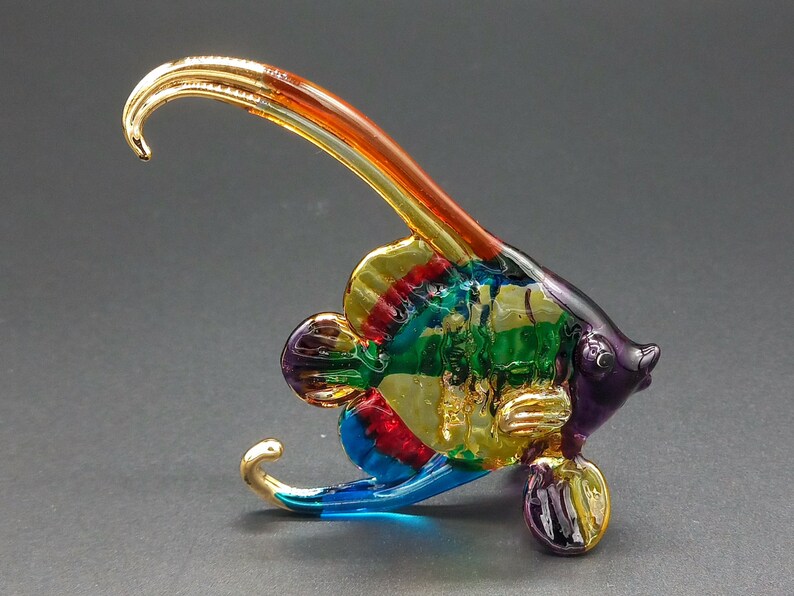 BLOWN GLASS Fish Angelfish Sculpture Lampwork HANDMADE Figurine BLOWN GLASS Fish Angelfish Sculpture Lampwork HANDMADE Figurine