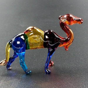 Tiny Camel glass blown figurine , rainbow camel