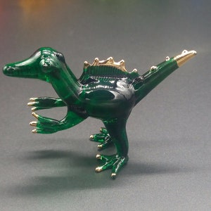 Handmade Dinosaur Glass blown figurine - Tiny Spinosaurus statue