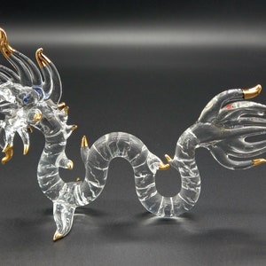 Giant Sea Serpent glass blown figurine , Crystal Asian sea dragon, Ancient Dragon, sea dragon