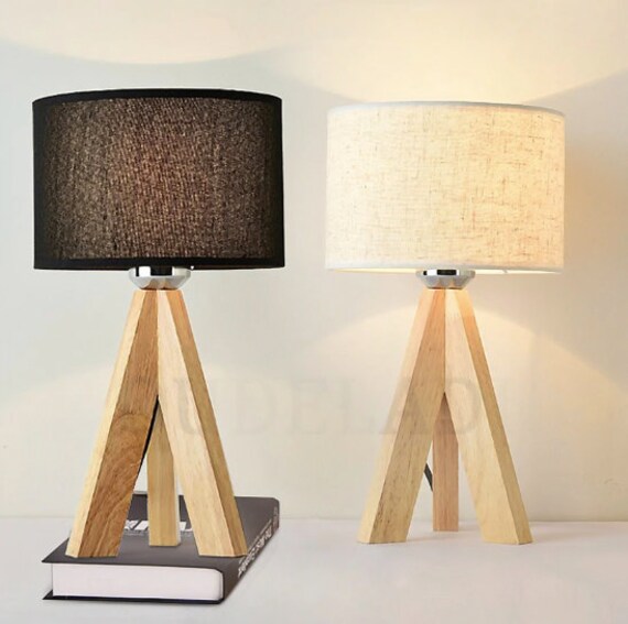 Modern Loft Designer Wooden Fabric Reading Table Lamp Table Lights Desk Bedside Study Reading Night Table