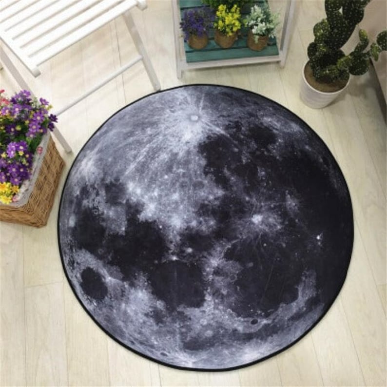 3D round moon rug carpet decoration universe Etsy