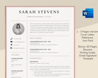 Feminine Resume Etsy
