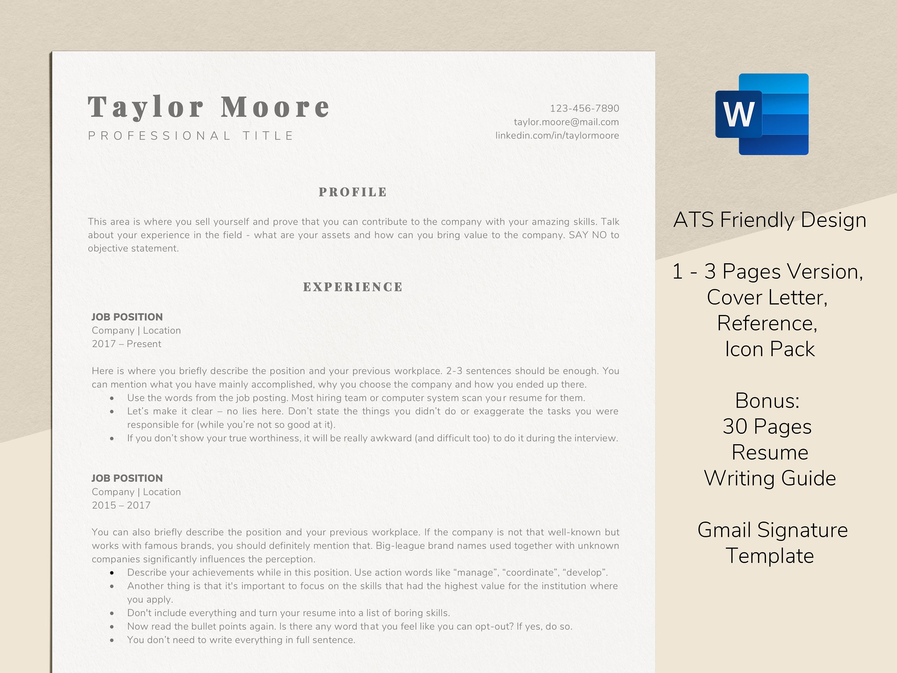 ats-friendly-resume-template-for-word-applicant-tracking-etsy