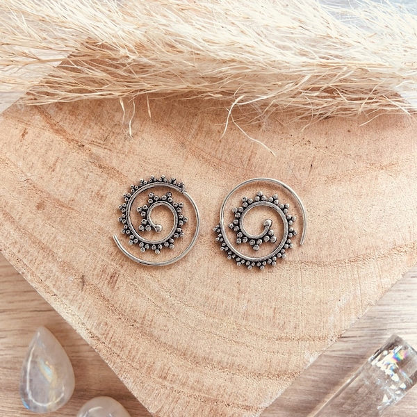 Boucles d'oreilles spirales plaqué argent
