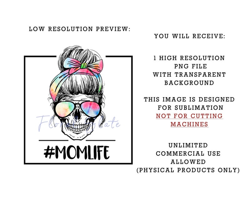 Download Tie Dye Mom Life Skull Sublimation Downloads Mom Life ...