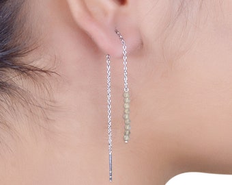 Labradorite Silver earrings. Threader earrings. Gemstone earrings. Minimalist earrings. Labradorite Threader Earrings, Labradorite Earring