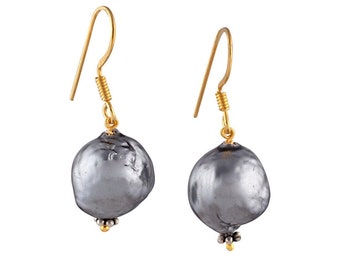 Baroque Pearl Drop Earrings: 925 Silver, Gold Plated