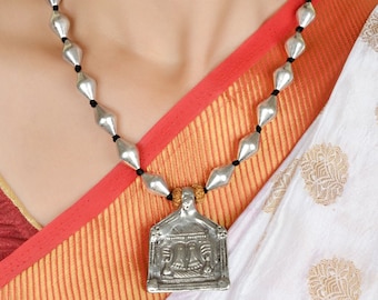 Dholki Necklace, 925 Silver dholki mala, Borimala - Traditional Indian Jewelry