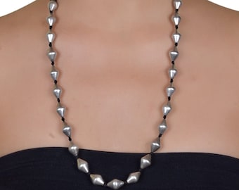Handmade 925 Silver Dholki Bead Necklace - Traditional Indian Jewelry