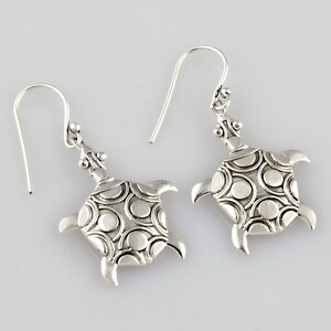 Sterling Silver Turtle Dangle Earrings: Lucky Tortoise Jewelry