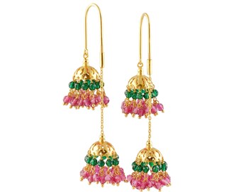 925 Silver threader earrings, Threader jhumka, Sui dagha earring, Junmki, Traditional jewellery