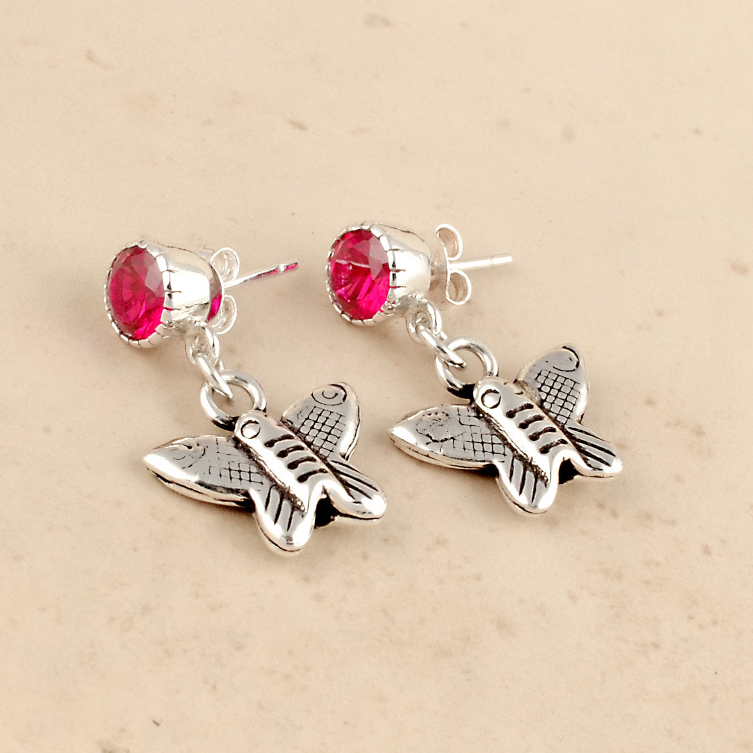 Boucles d'oreilles argentées pendantes - fleur de vie - perles Boucles d'oreilles argentées pendantes - fleur de vie - perles
