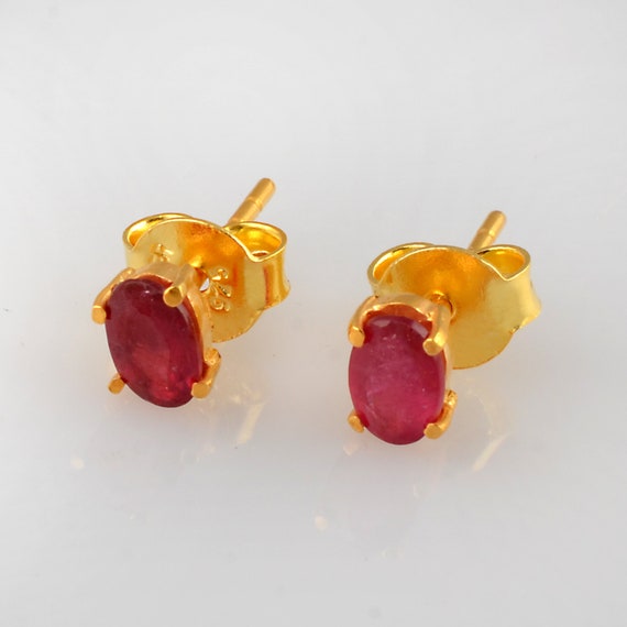 14K SOLID YELLOW GOLD NATURAL RUBY EARRING JACKETS 