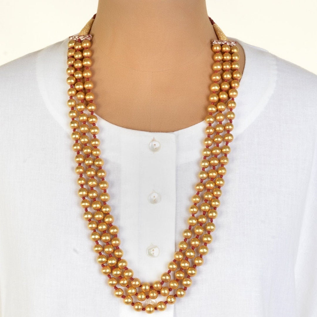 Buy Pure Silver Gold Plated Dholki Necklace Silver Round Beads Necklace