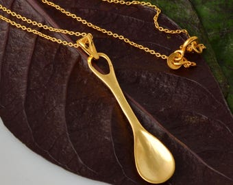 925 Silver Spoon Pendant: Gold Plated Artisan Jewelry