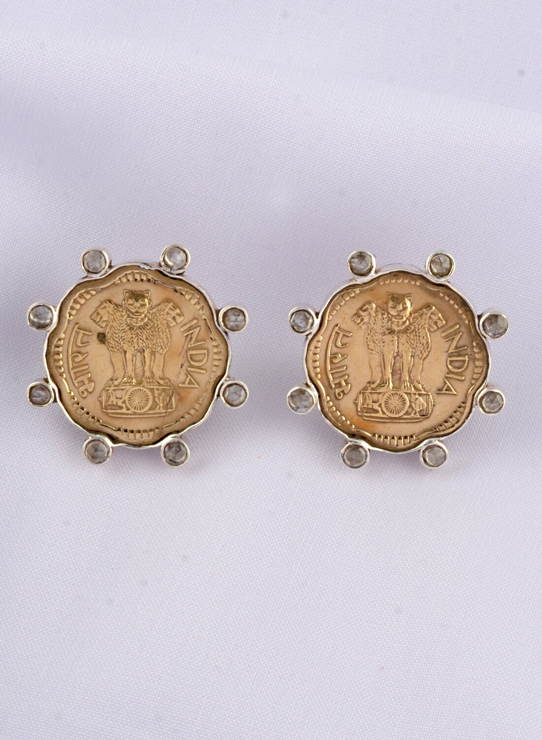 Coin earrings studs deals