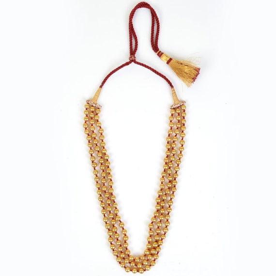 Pure gold dholki beads necklace discount