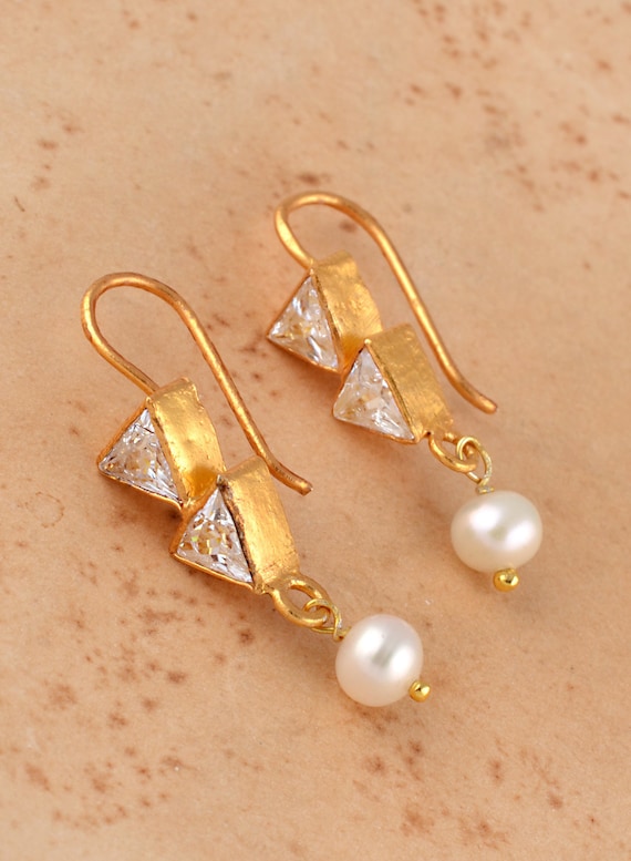 Buy Silver Bridal Earrings, Bridesmaid Gift, Wedding Jewelry, Pearl Earrings,  Zirconia Earring, Little Earrings, Small Earrings, Girls Earring Online in  India - Etsy