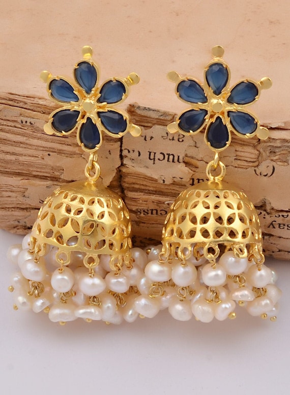 Majestic Floral Pearl Jhumka Earrings For Wedding Celebrity Jimikki Kammal  Online J24274