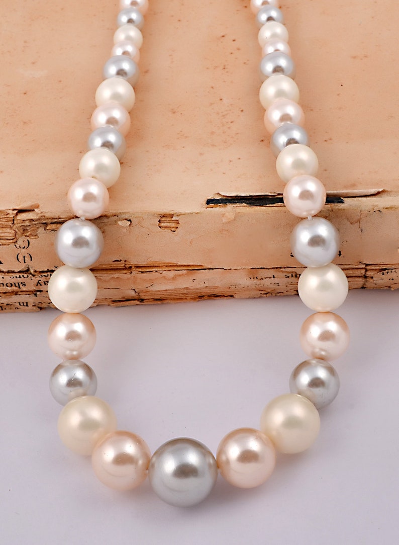 Pearl Necklace, Wedding Pearl Necklace, Bridal Pearl Necklace, Multi-color Pearl necklace, multi colour pearl, Victorian pearl necklace image 1