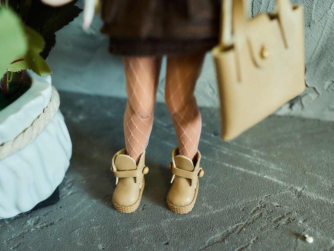 Doll Leather Shoes for 12 inch Doll Blythe Beige Shoes Etsy