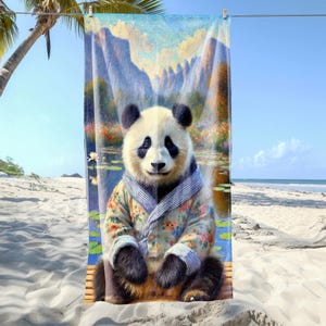 Cute Panda Microfiber Beach Towel – Quick-Dry Sand-Free Lightweight Travel Towel for Beach, Pool, Vacations & Camping – Large and Soft