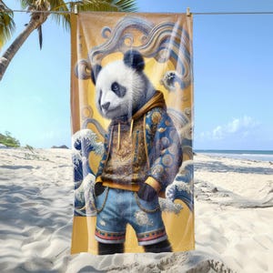 Unique Panda Microfiber Beach Towel - Quick-Dry, Sand-Free & Travel-Friendly - Large, Absorbent and Stylish Towel for Beach, Pool, Vacation