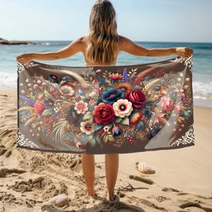 Floral Sand-Free Quick-Dry Microfiber Beach Towel –Large Lightweight Towel with Elegant Flower Design for Pool, Travel and Summer Adventures