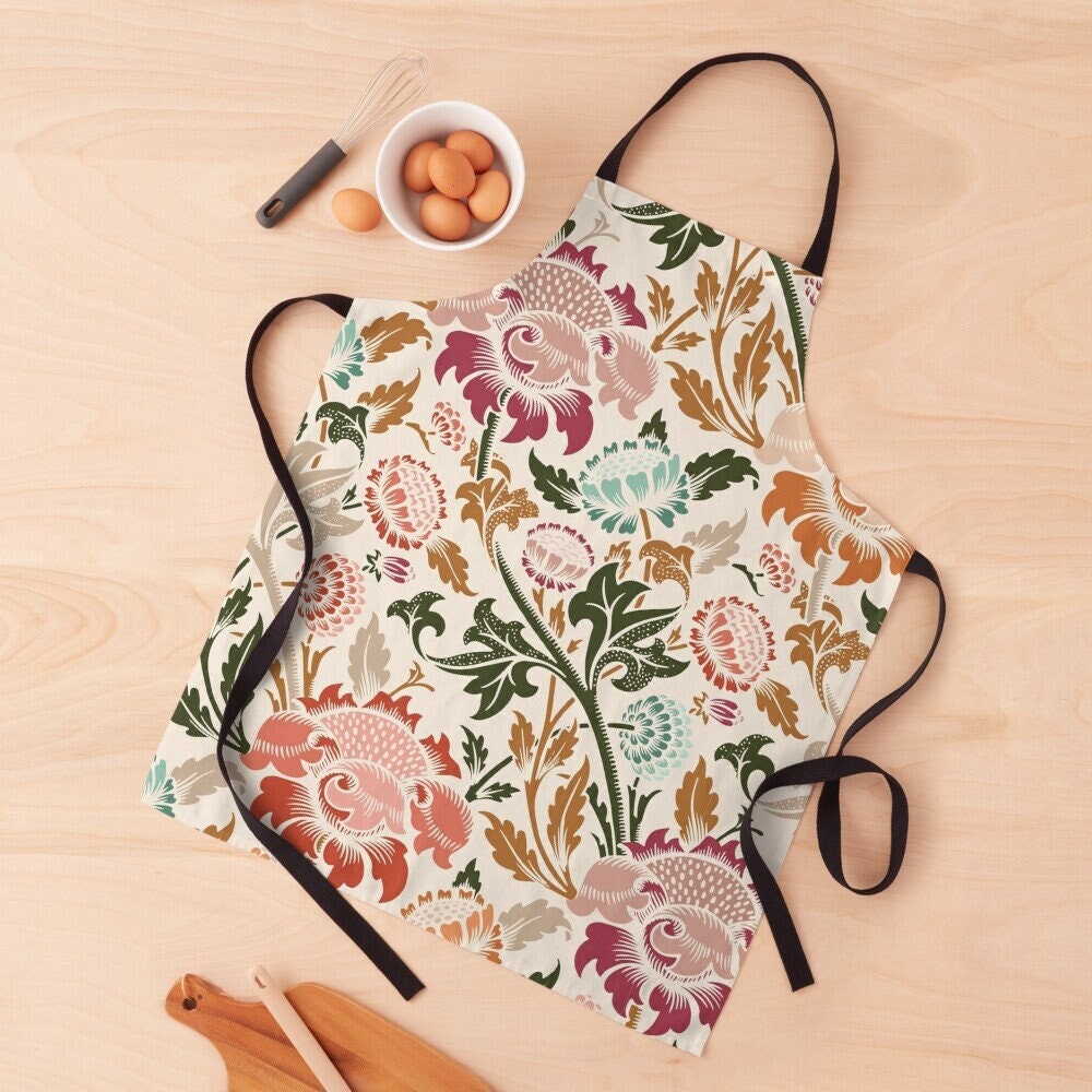Kitchen Apron, Painted Floral Patterns, William Morris, Chef Cooking ...