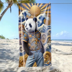 Stylish Panda Microfiber Beach Towel – Quick-Dry Sand-Free Lightweight Travel Towel for Beach, Pool & Vacations – Large and Absorbent