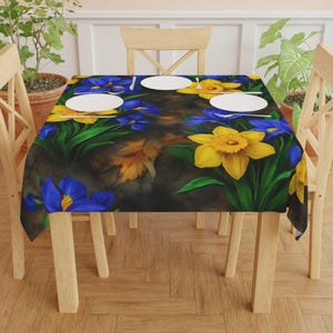 Vibrant Floral Tablecloth, Spring Table Decor, Kitchen Dining Accessory, Flower Centerpiece, Gift for Home Decor