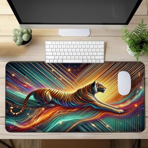 Tiger XXL Desk Mat - Vibrant Gaming Mousepad Big Extended - Large Desk Pad for Gamers - Artistic Colorful Tiger Desk Mat