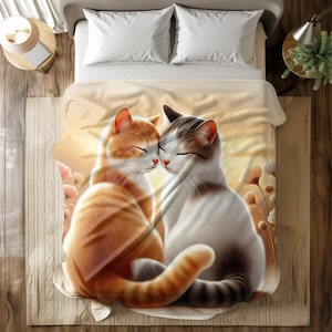 Romantic Cats Blanket – Cozy Feline Art Throw Blanket | Multisize, Soft and Warm, Perfect Cozy Accessory for All Ages, Unique Gift Idea
