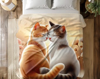 Romantic Cats Blanket – Cozy Feline Art Throw Blanket | Multisize, Soft and Warm, Perfect Cozy Accessory for All Ages, Unique Gift Idea