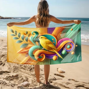 Yellow Bird Tropical Sand-Free Quick-Dry Microfiber Beach Towel – Large Lightweight Towel for Pool, Travel, Camping, and Beach Days