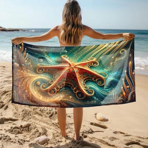 Starfish Sand-Free Quick-Dry Microfiber Beach Towel –Large Lightweight Towel with Vibrant Ocean Design for Pool,Travel and Summer Adventures