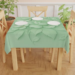 Elegant Floral Tablecloth for Special Occasions, Vintage Green Table Cover, Dining Room Decor, Wedding Tablecloth, Home Table Accessories