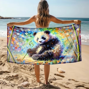 Vibrant Panda Microfiber Beach Towel – Sand-Free, Quick-Dry, Lightweight, Travel-Friendly, Absorbent Towel for Beach, Pool, and Vacation